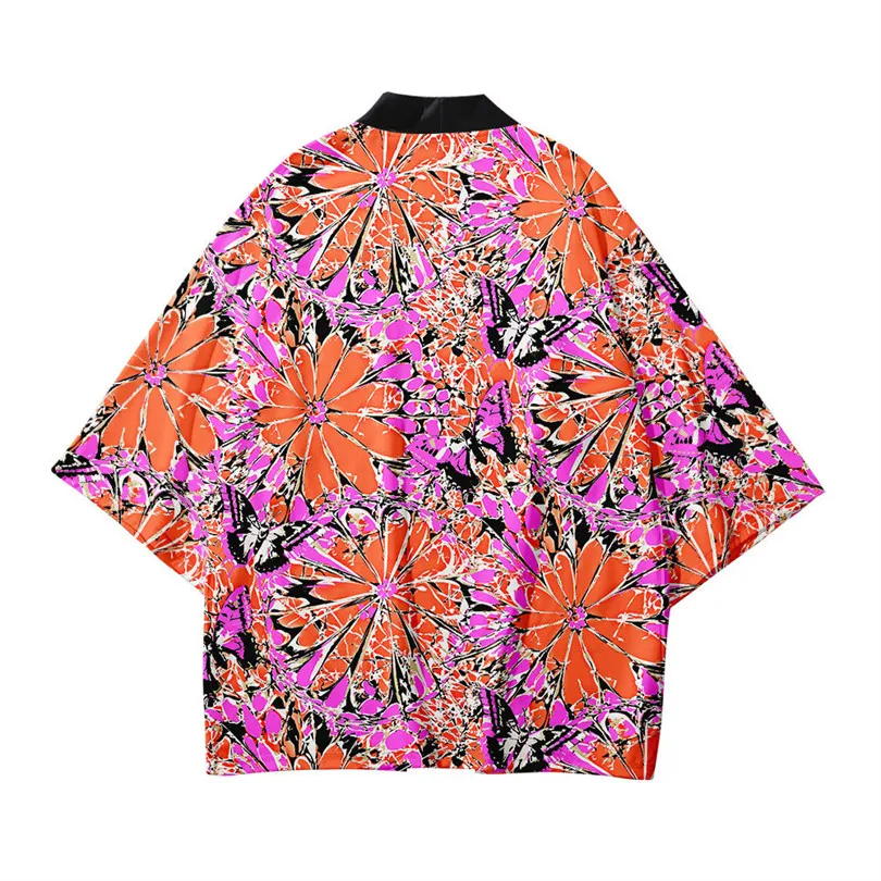 

Sakura Flowers Print Yukata Men Women Fashion Cardigan Blouse Haori Obi Asian Clothes Harajuku Japanese Cosplay Kimono