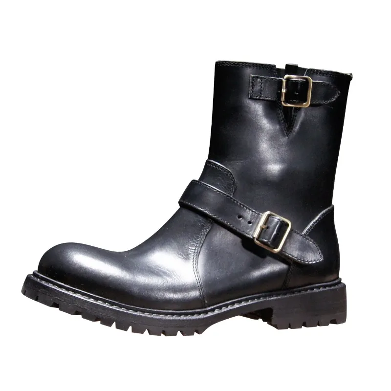 Handmade Western Desert Outdoor Work Boots Men's Shoes Genuine Leather Fashion Riding Chelsea Engineer Boots Male Youth