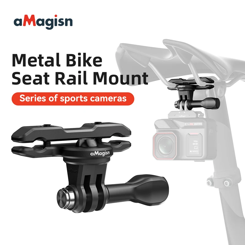 For GoPro 13/12/11 Metal Bike Saddle Rail Bicycle Seat Mount Clamp Holder Insta360 X5/4 DJI Action 6/5Pro/4/3 Camera Accessories