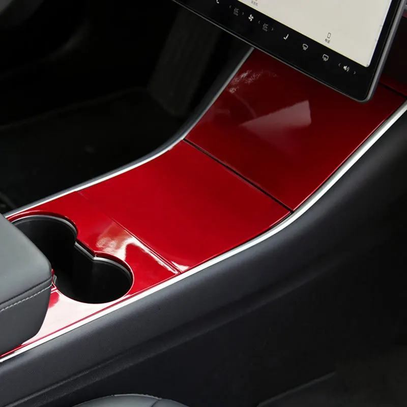 For Tesla Model 3 17-20 Carbon Fiber Center Cup Holder Console Panel  ABS Cover Trim car accessories Storage box panel