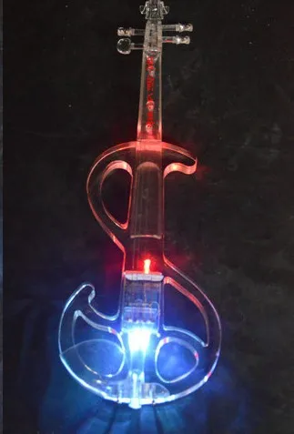 Transparent crystal electronic violin 4/4 with colorful LED lights real sound Bluetooth audio system stage performance violin