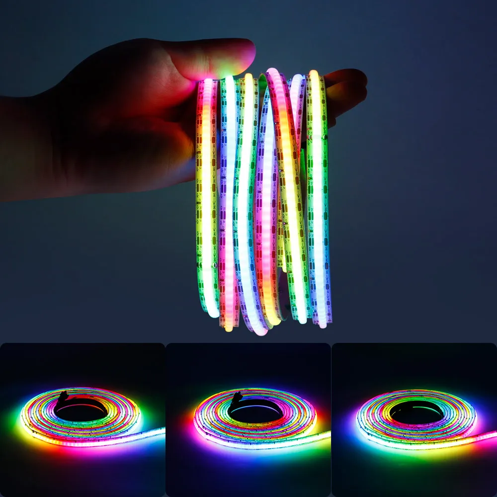 

RGBIC COB LED Strip WS2812B SK6812 Individually Addressable High Density 240Leds/m Smart RGB Dream Color COB Led Light Lamp DC5V