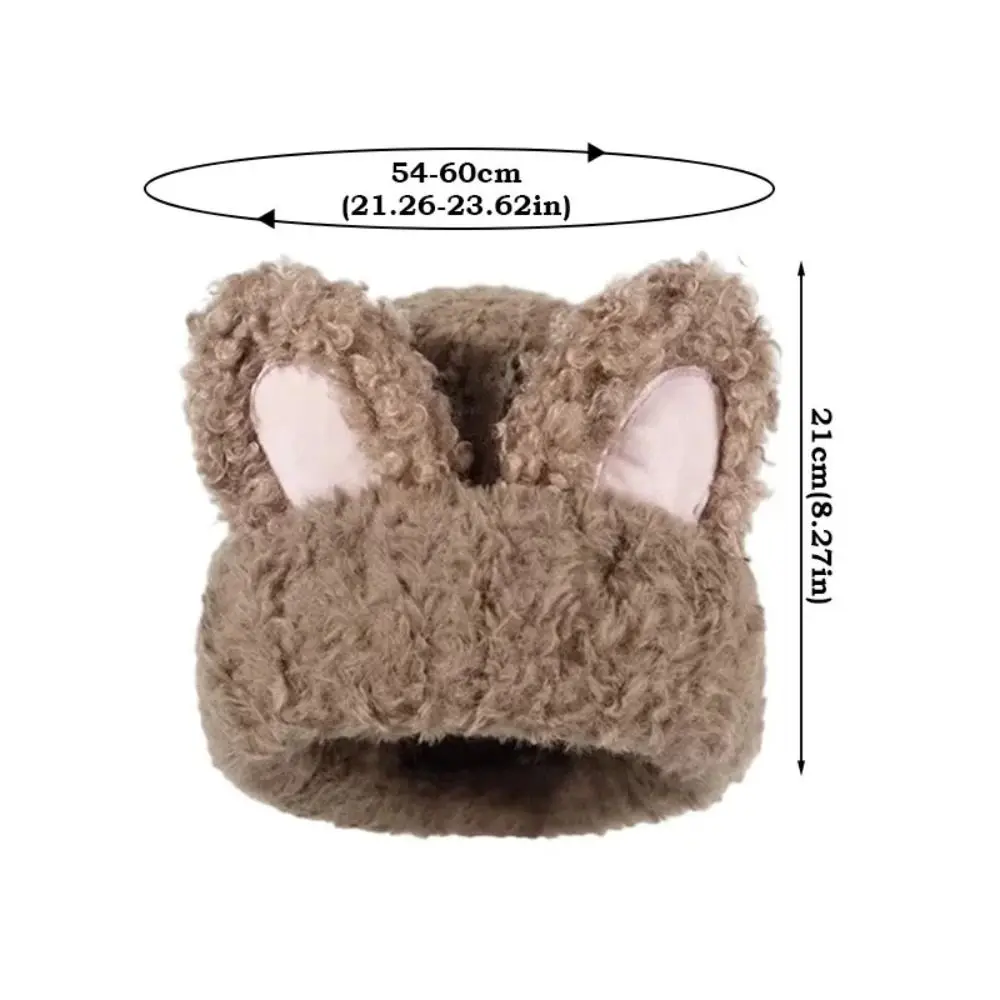 لطيف رقيق أرنب الأذن بيني مرونة الحلو محبوك أفخم قبعة بلون Brimless الشتاء في الهواء الطلق قبعة دافئة موسم الشتاء #6