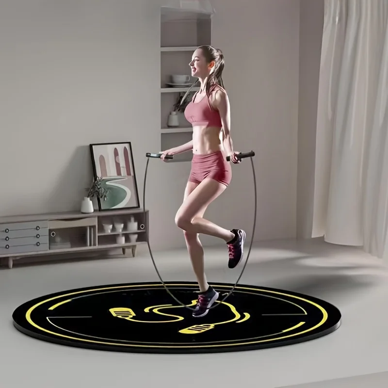 Rope Skipping U Love Jump Black Gold Round Rug Flannel Non Slip Gym Workout Fitness Motivation Wall Art Floor Mat Autumn Winter view 3