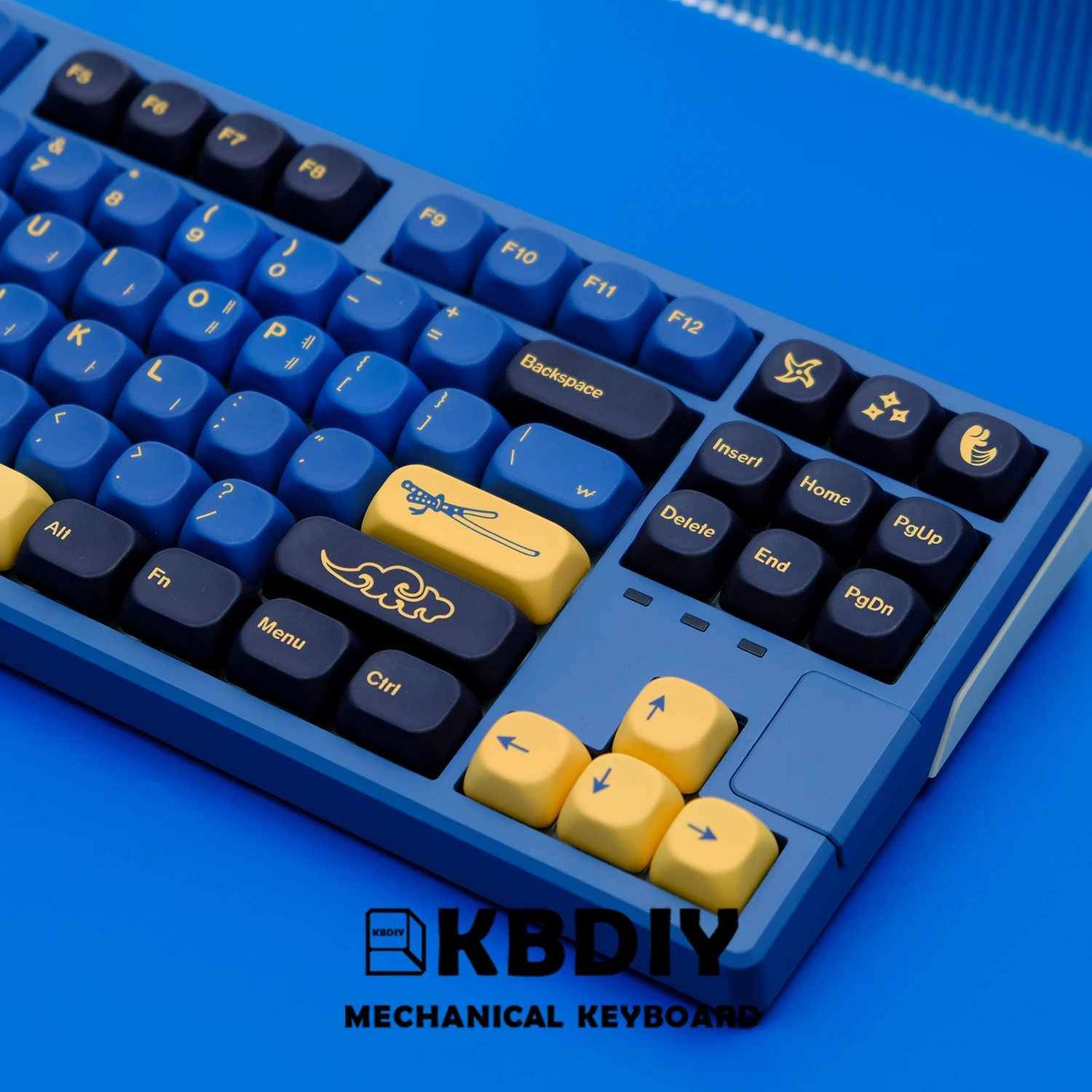 Imagem -02 - Kbdiy-gmk Azul Samurai Keycaps Coreano Pbt Perfil Koa Personalizado para Jogos Mecânicos Bonito 130 Teclas por Conjunto para Interruptores mx Diy