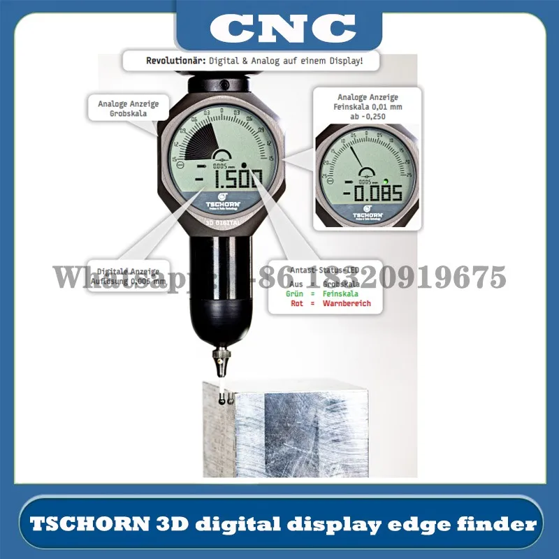 Cyclmotion CNC Germany TSCHORN 3D digital display edge finder Thor splitter rod 0.005mm IP67 waterproof probe 01D30012