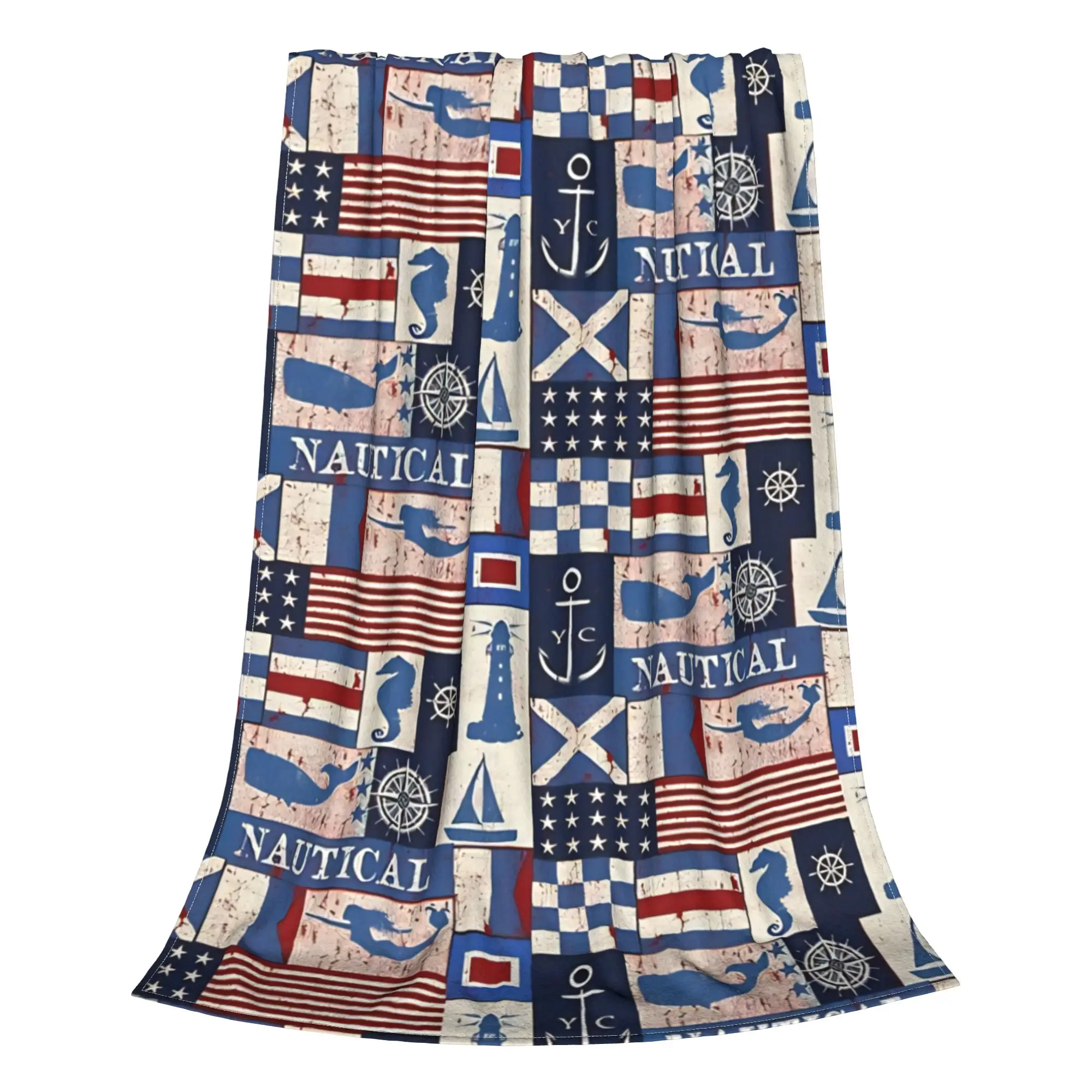1PC Home Cute Room Decor Sailing   Blanket Throw Blanket Nautical Color Novelty Warm Blanket All Season