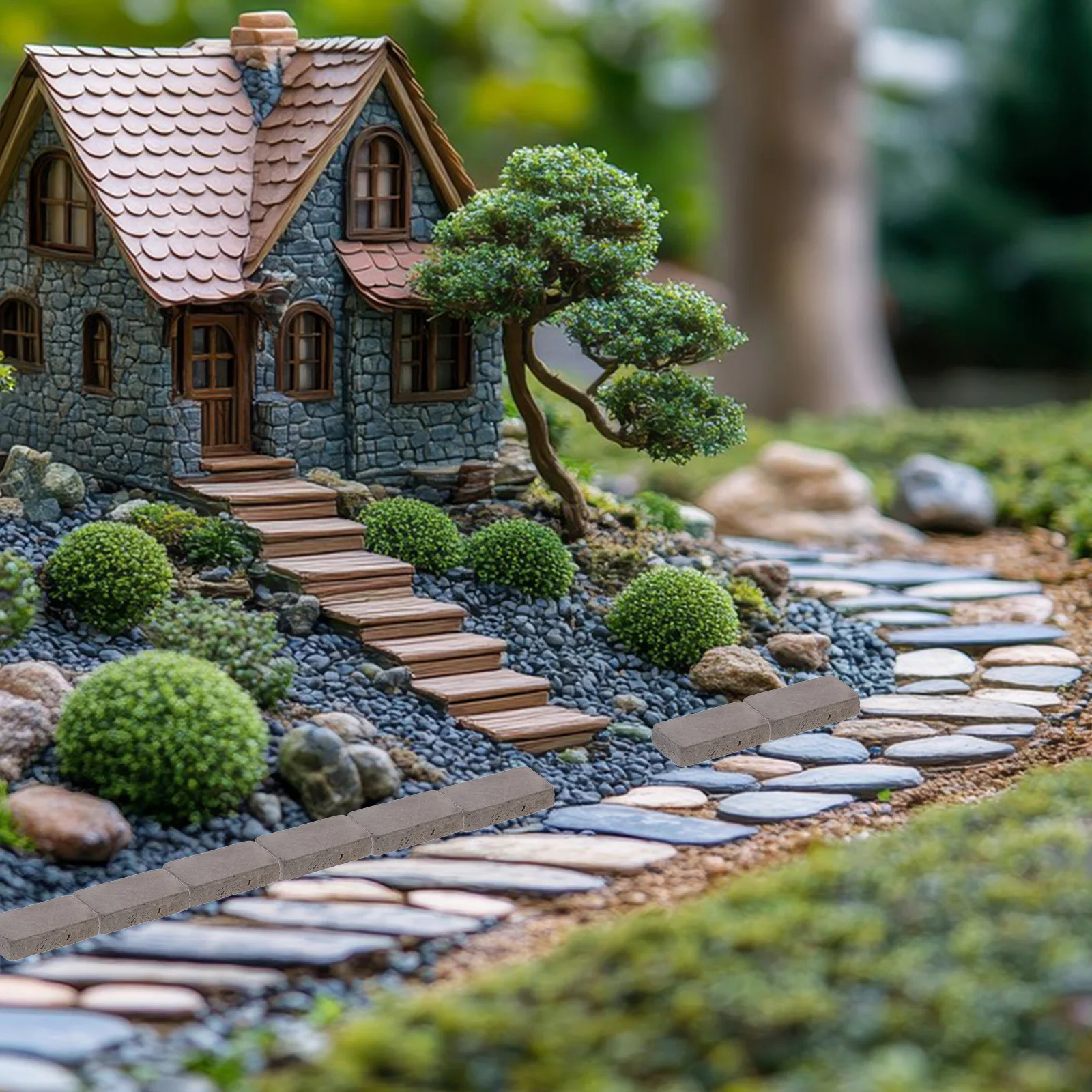 

40Pcs Mini Bricks for Landscaping Grey Tiny Bricks Resistant Fading Easy Installation Terrarium Aquarium Fake Concrete Brick