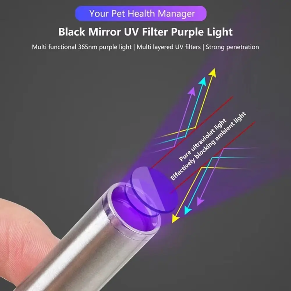 365 UV Veterinary Wood Lamp Waterproof Portable UV Flashlight Black Light Rechargeable Pet Urine Detector Fungus Detection