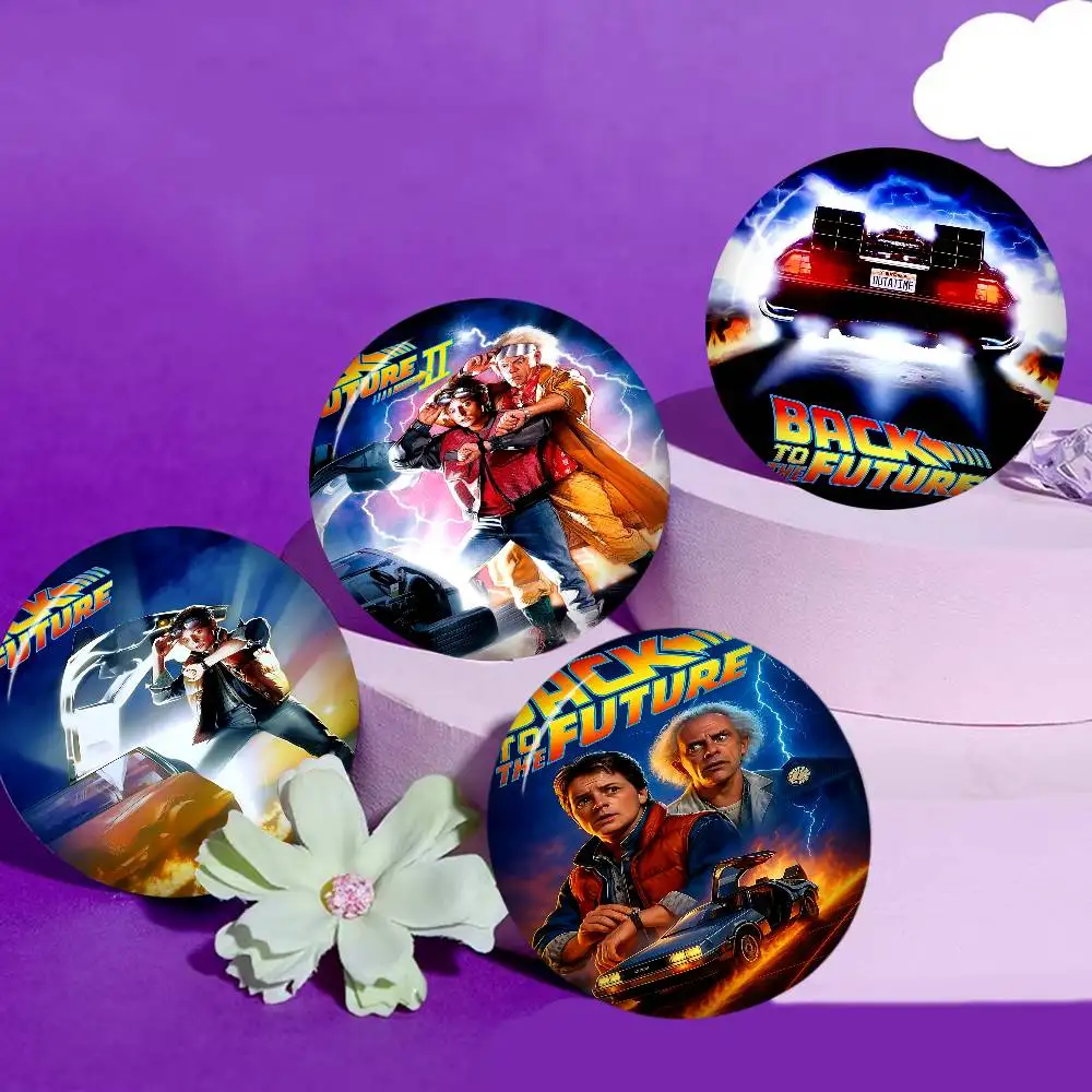 Movie Back To The Future Creative Pins Funny Round Snap-in Brooch Badge Backpack Hat Accessories Jewelry Gifts for Friend