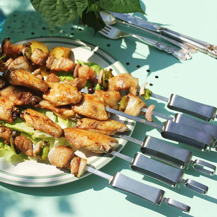 Accessori per barbecue all'ingrosso Spiedini per barbecue riutilizzabili in acciaio inossidabile per grigliate all'aperto
