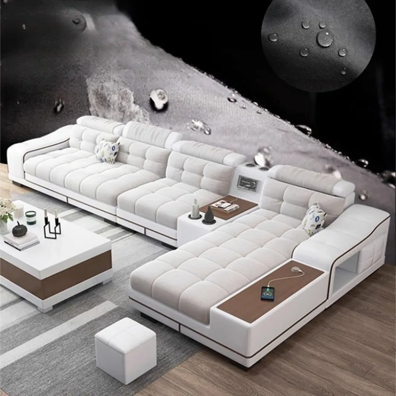 شقة كسول صالة أريكة كرسي متعدد الوظائف الشمال أريكة جلدية الاسترخاء غرفة المعيشة Divani Da Soggiorno الأثاث #2