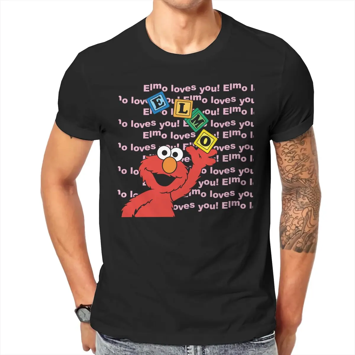 Men Sesame Streets T-Shirt Crewneck Cotton Style Elmo Hipster Ofertas O Neck Graphic Tshirt