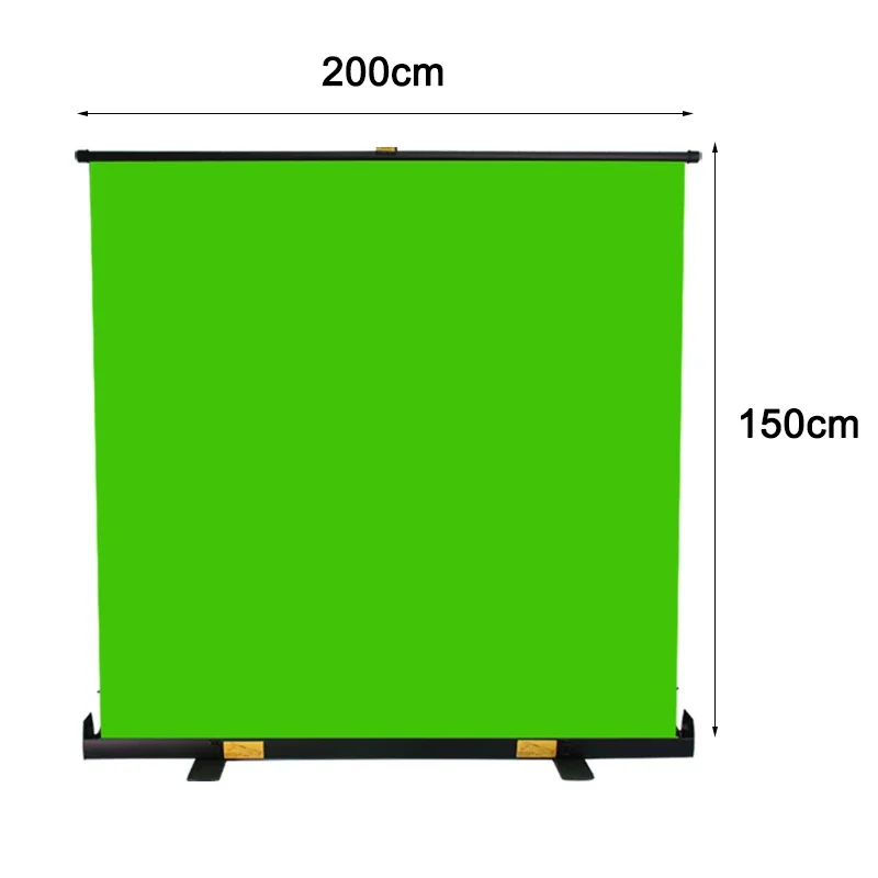 200cmx150cm Large Collapsible Green Backdrop Portable Retractable Panel Photo Green Background with Stand for Video Conference