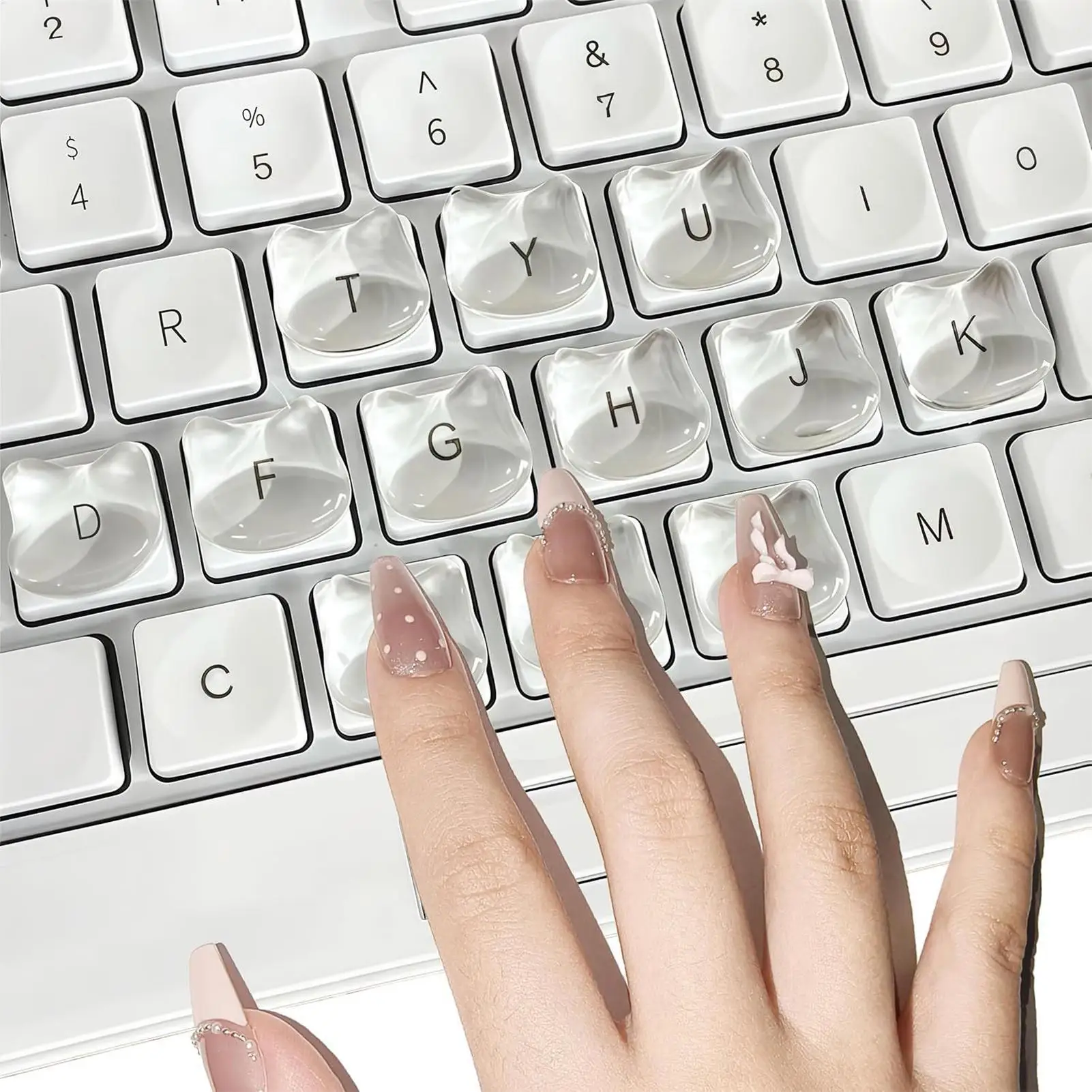 long nail keyboards sticker Transparent keyboard assist Caps transparent Cat Head Shape Keyboards Cover For Laptop Desktop