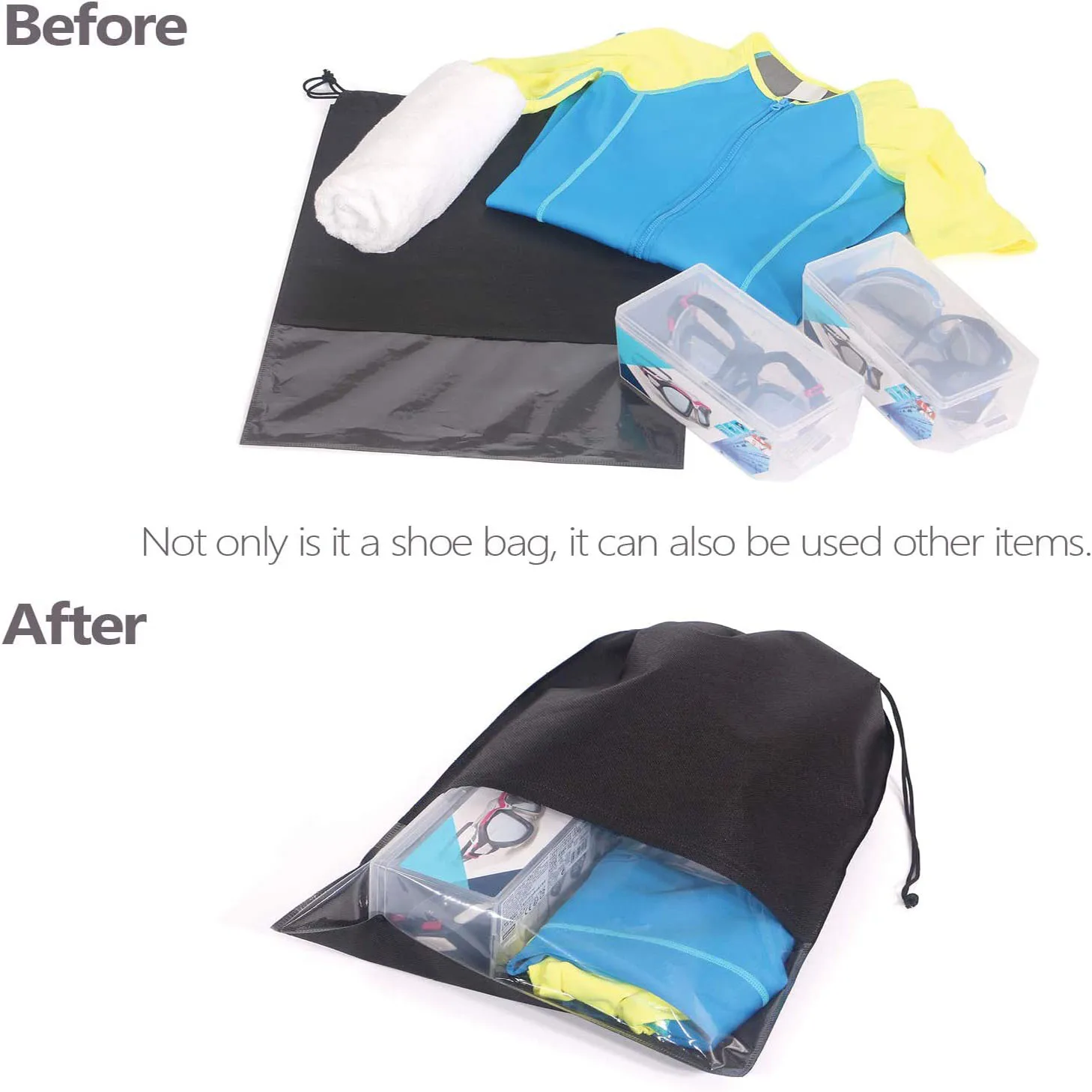 10/5PCS Shoes Bag Closet Organizer Non-woven Storage Bags Waterproof Travel Portable Pocket Clothing Tranparent Hanging Bag