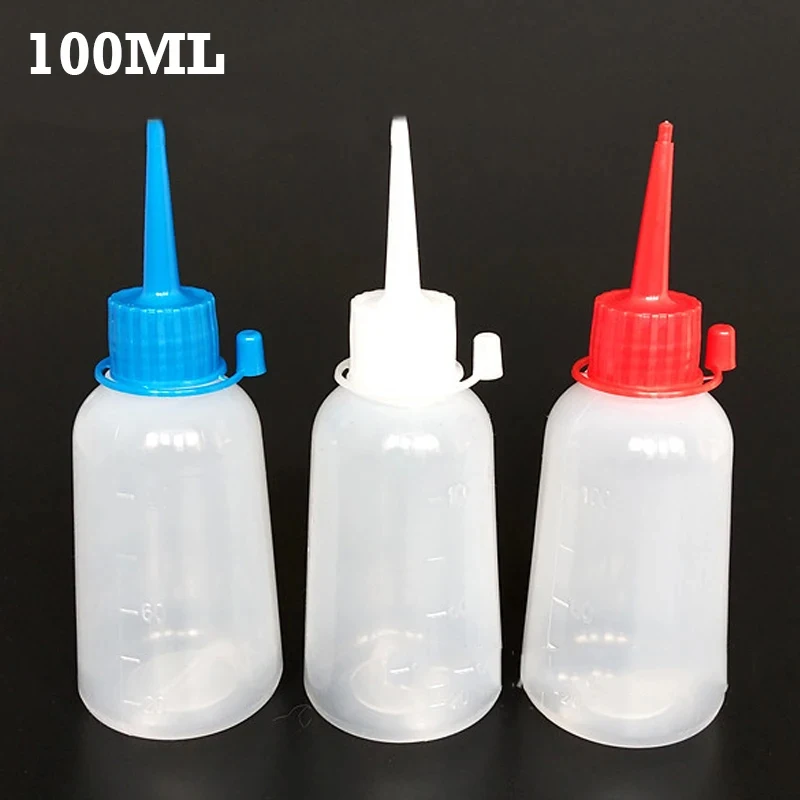 30pcs/lot 100ml Plastic Tip Applicator Bottle Clear Squeeze Bottle With Tip Cap For Crafts Art Glue Refillable Empty Bottles