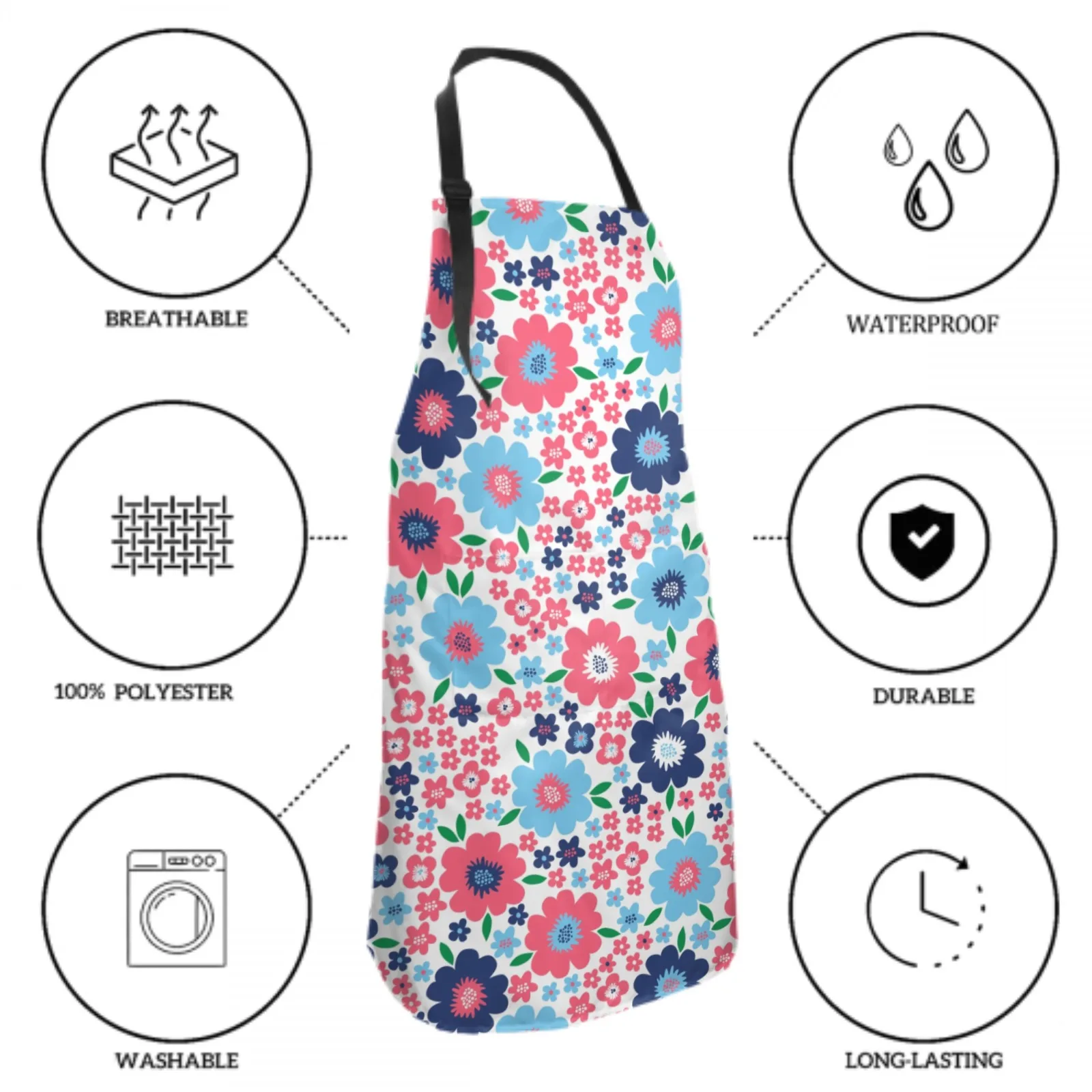 Summer Waterproof Apron with 2 Pockets Kitchen Chef Apron Apron for Hair Brushing Cooking Baking Painting Gardening