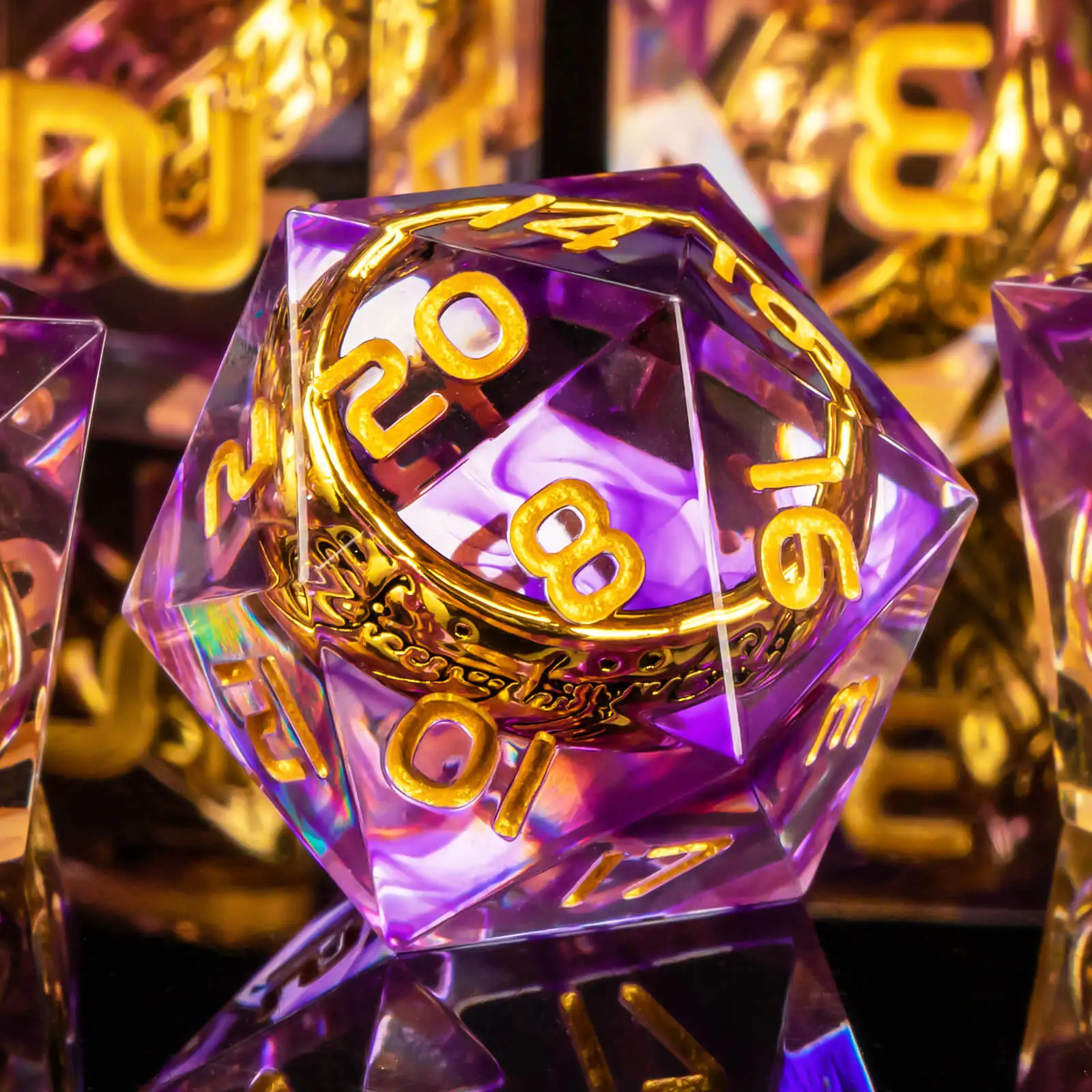 

Золотые кубики-кольца для игры в Dungeons and Dragons, набор кубиков для ролевых игр, кубики с острыми краями из смолы для D&D.