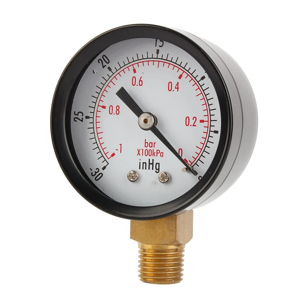 Professional Pressure Gauge 2-inch Vacuum Pressure Gauge 0-30 in. Hg Pressure Gauge 1/4-inch NPT Thread Bottom Mount