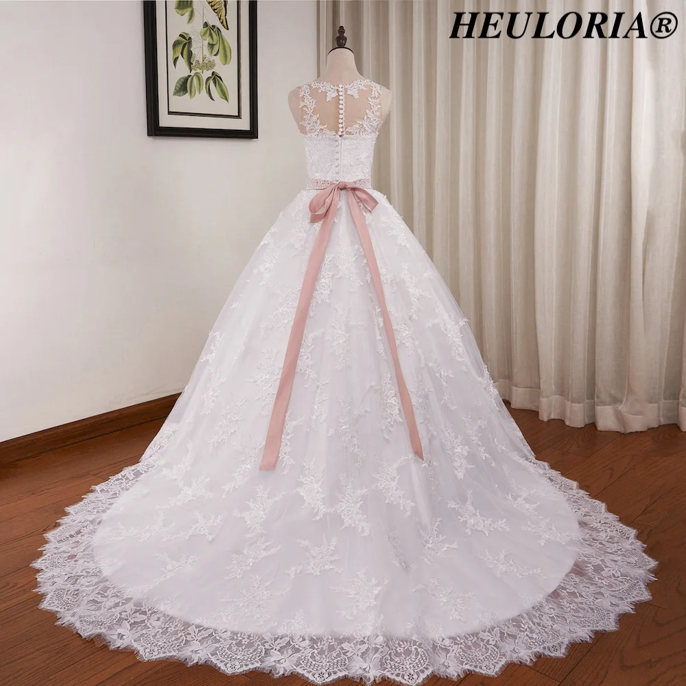 Heiloria-vestido De novia De princesa con lentejuelas brillantes, traje De baile con cinturón, apliques De encaje, talla grande