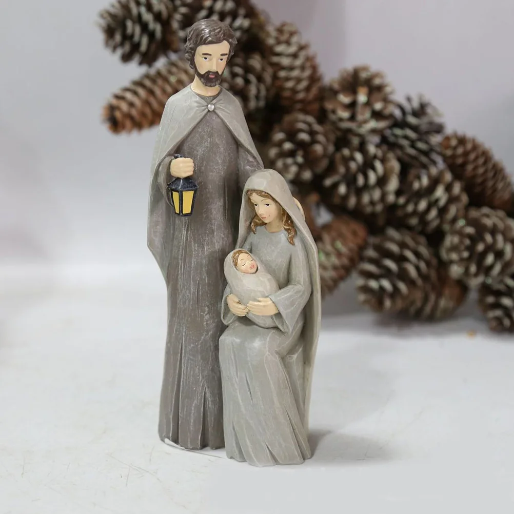 Christmas Nativity Figures Ornaments Resin Craft Traditional Nativity Scene Figures Resin Figures Statue Christ Birth of Jesus O
