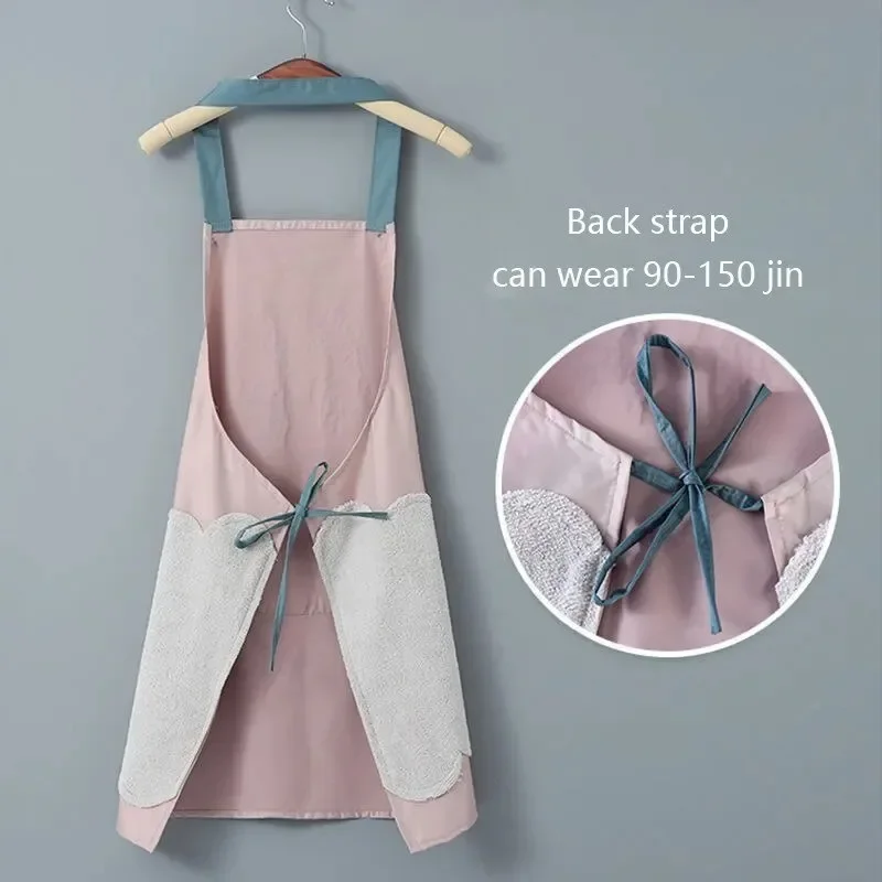 Kitchen Household Cooking Apron Wipe Hand Apron Oil-proof Waterproof Hand-wiping Men Women Adult Waist Fashion Coffee Overalls