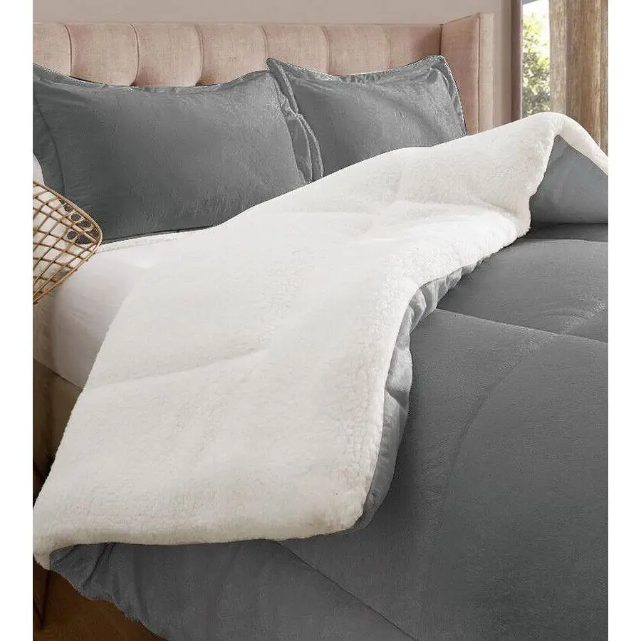 

Super Soft Sherpa Comforter 3Piece Set Premium Quality, Heavy Weight Reversible Down Alternative MicroSuede, Sherpa Comforter, Q