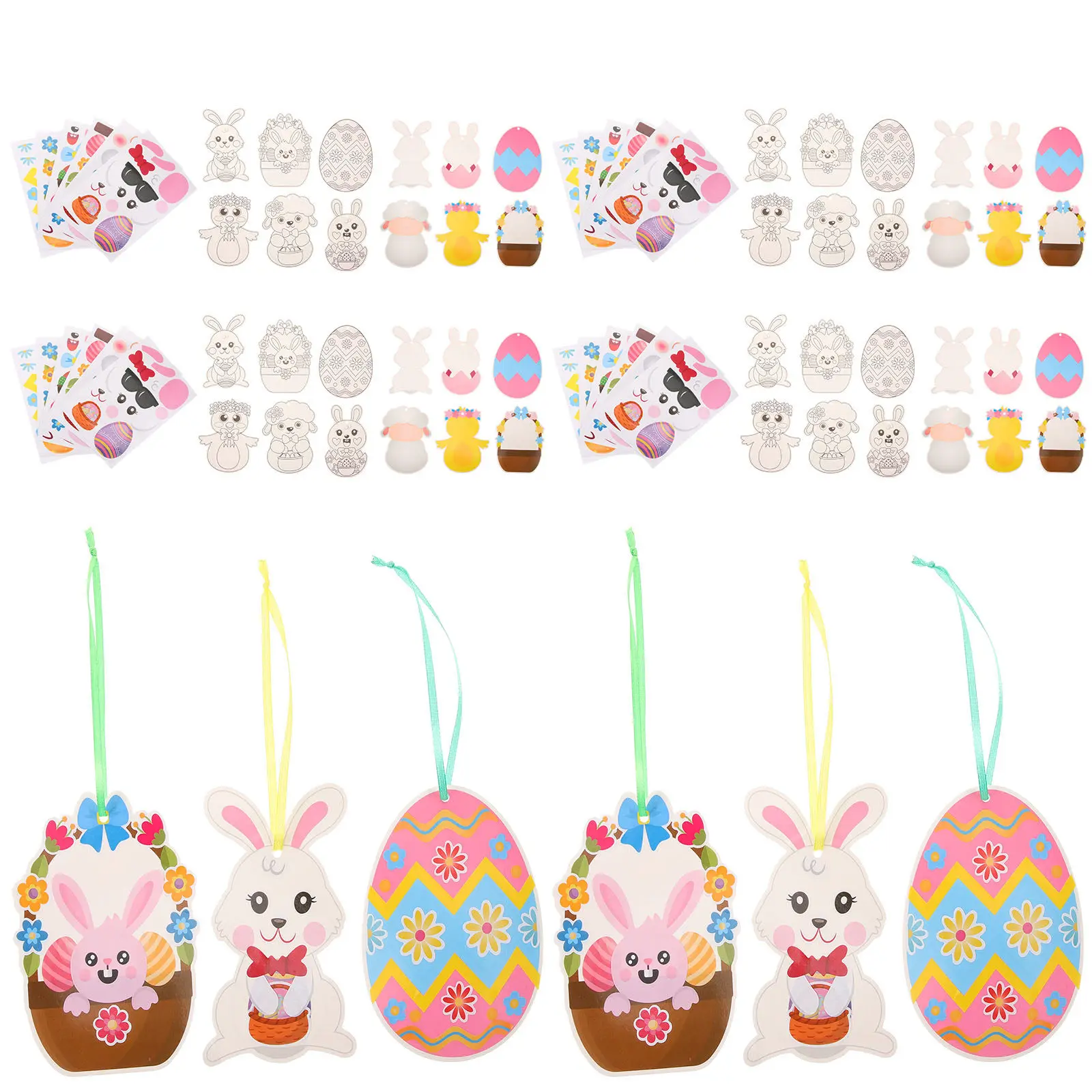 

Набор для творчества на Пасху: открытки, наклейки и украшения в виде яиц для детей. Безопасный пасхальный подарок.