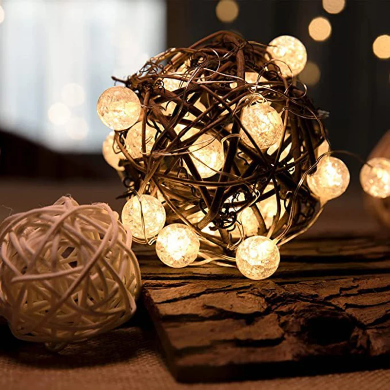 10 Stuks Met Batterij 20 Bal String Sprookjes Zilveren Koperdraad Batterij Decoraties Verlichting Voor Bruiloftsfeest Kerst Decor