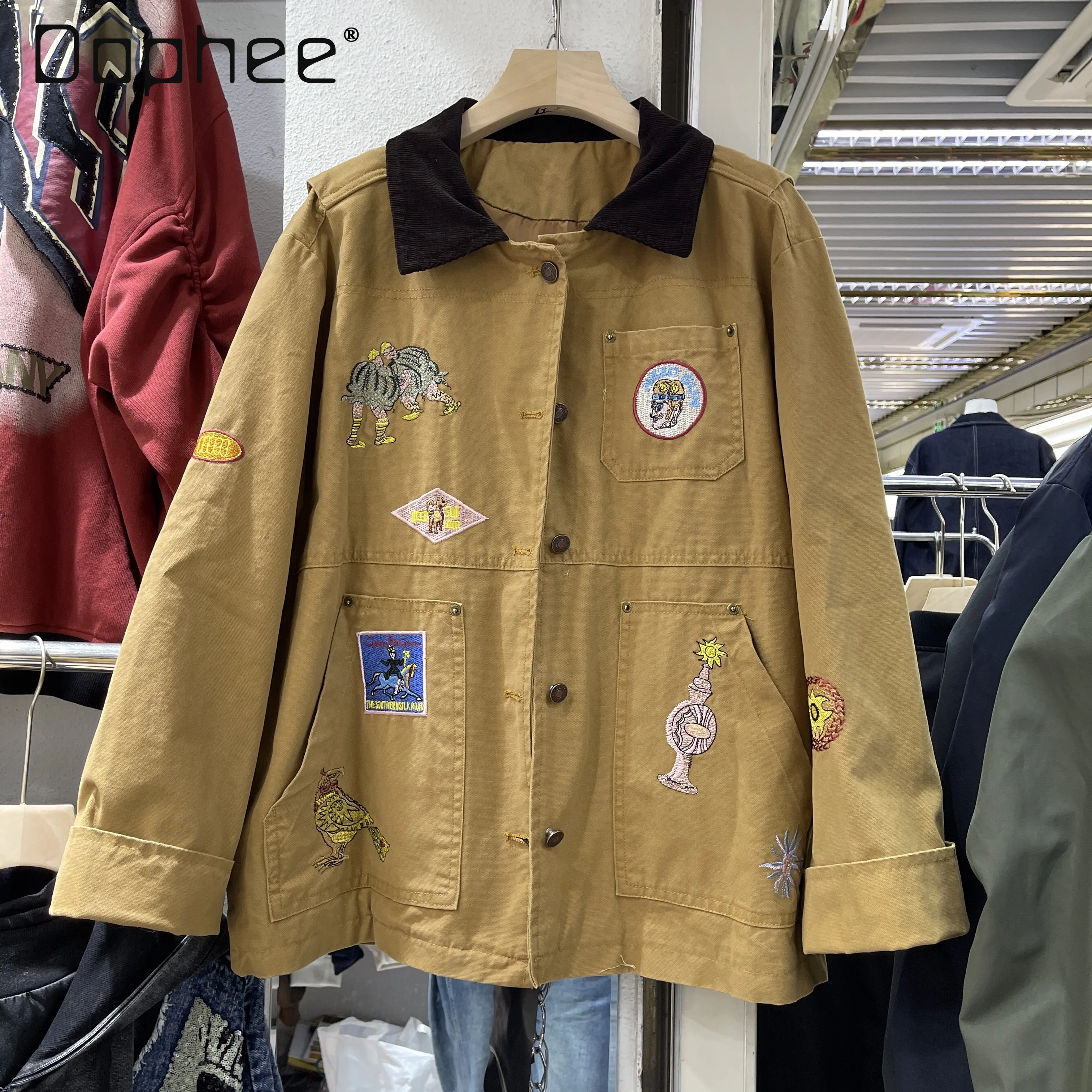 

2025 Early Autumn New Korean Fashion Elegant Patchwork Collar Heavy Embroidery Versatile Design Denim Jacket for Women