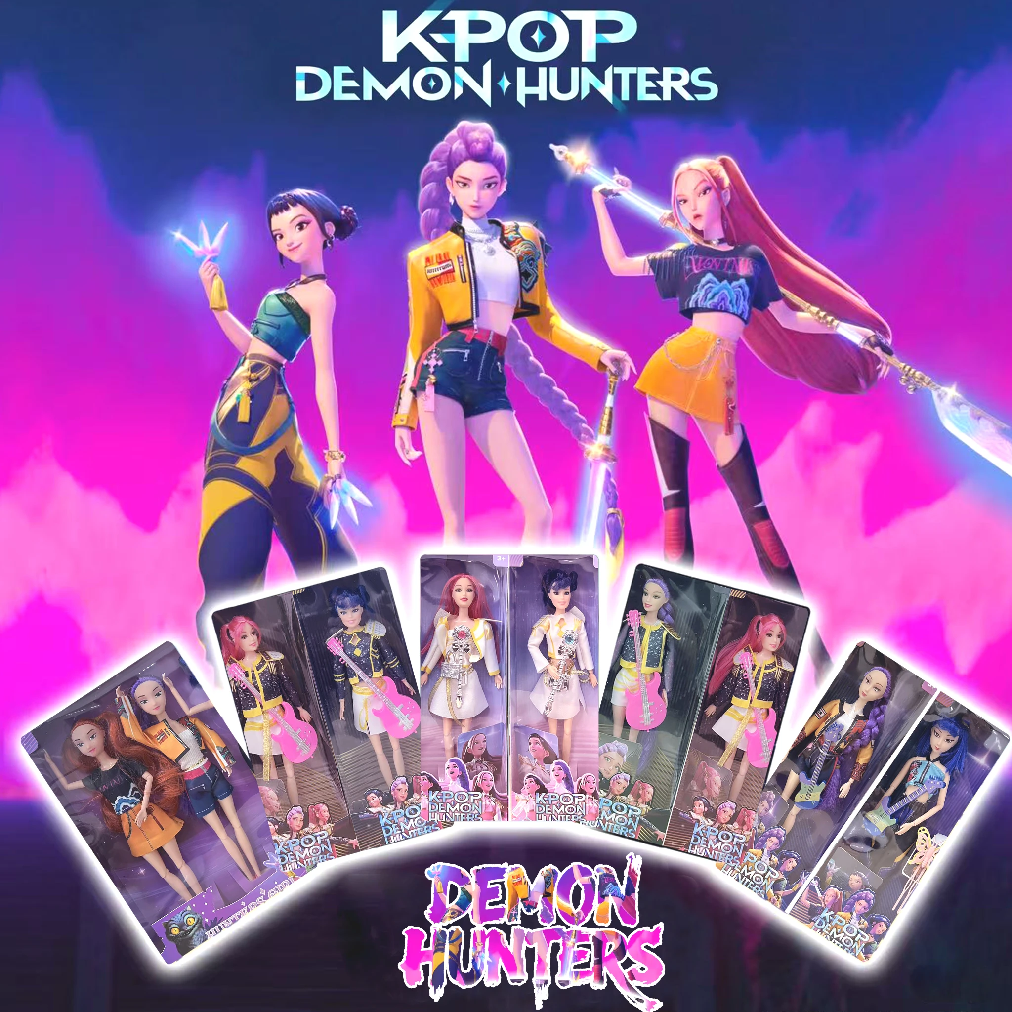 

new Kpop Girl Group Doll Toys Demon Hunters Action Figure Rumi Mira Zoey Princess Baby Girl Plastic DIY Toy for Kids