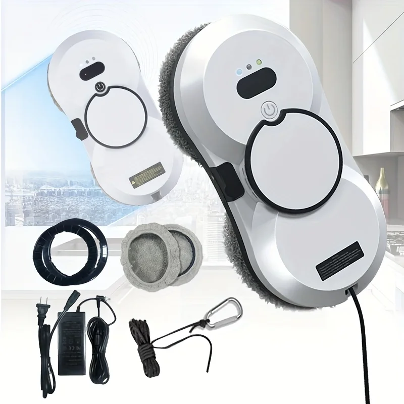 Robot Limpiacristales con Aspiradora y Pulverizador de Agua Automático, Robot Limpiacristales Eléctrico para Limpieza del Hogar