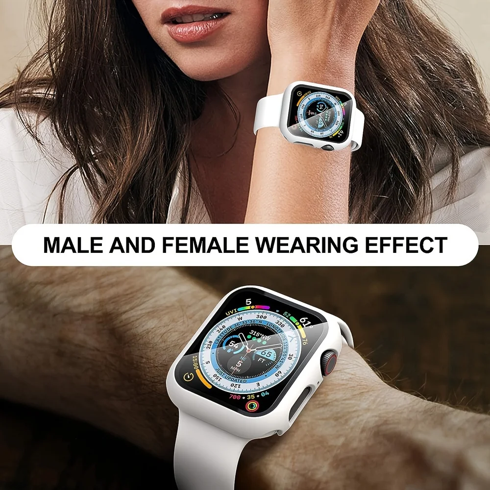 Glass+Case+Strap for Apple Watch Band 10 9 8 7 6 SE 5 4 Screen Protectors for Apple IWatch Series 42mm 44mm 41mm 40mm 46mm 45mm