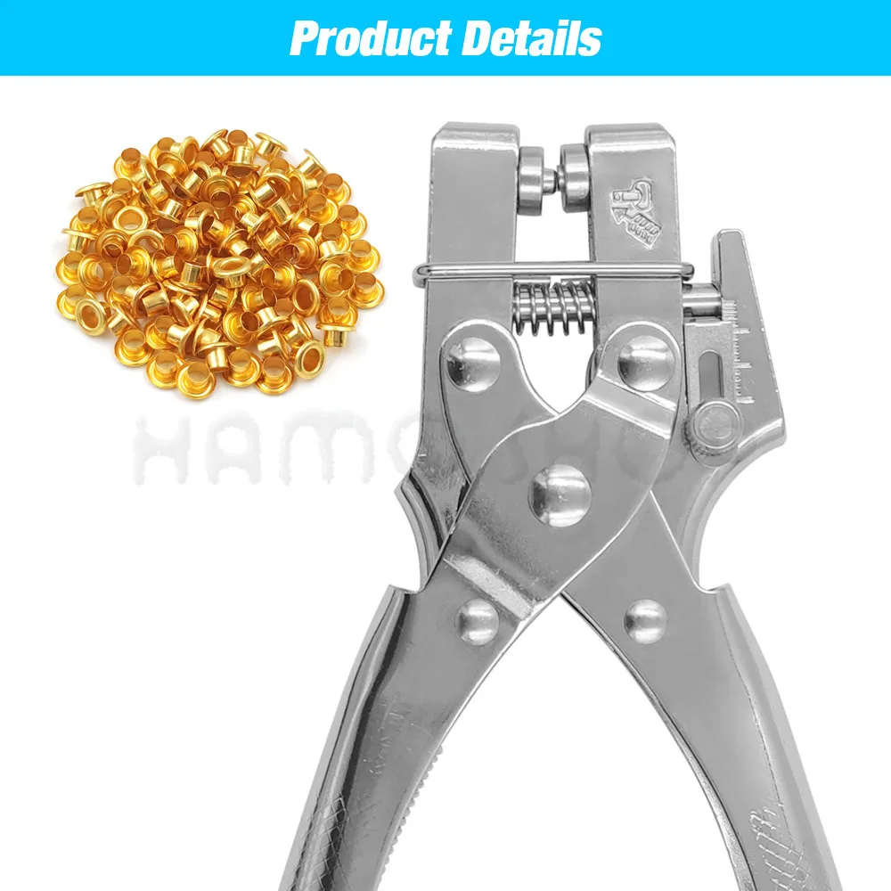 5mm Multi-Color Metal Eyelets Grommets Kit with Installation Tools Punch Pliers Kit For Leathercraft Shoes Belts Bags Clothes