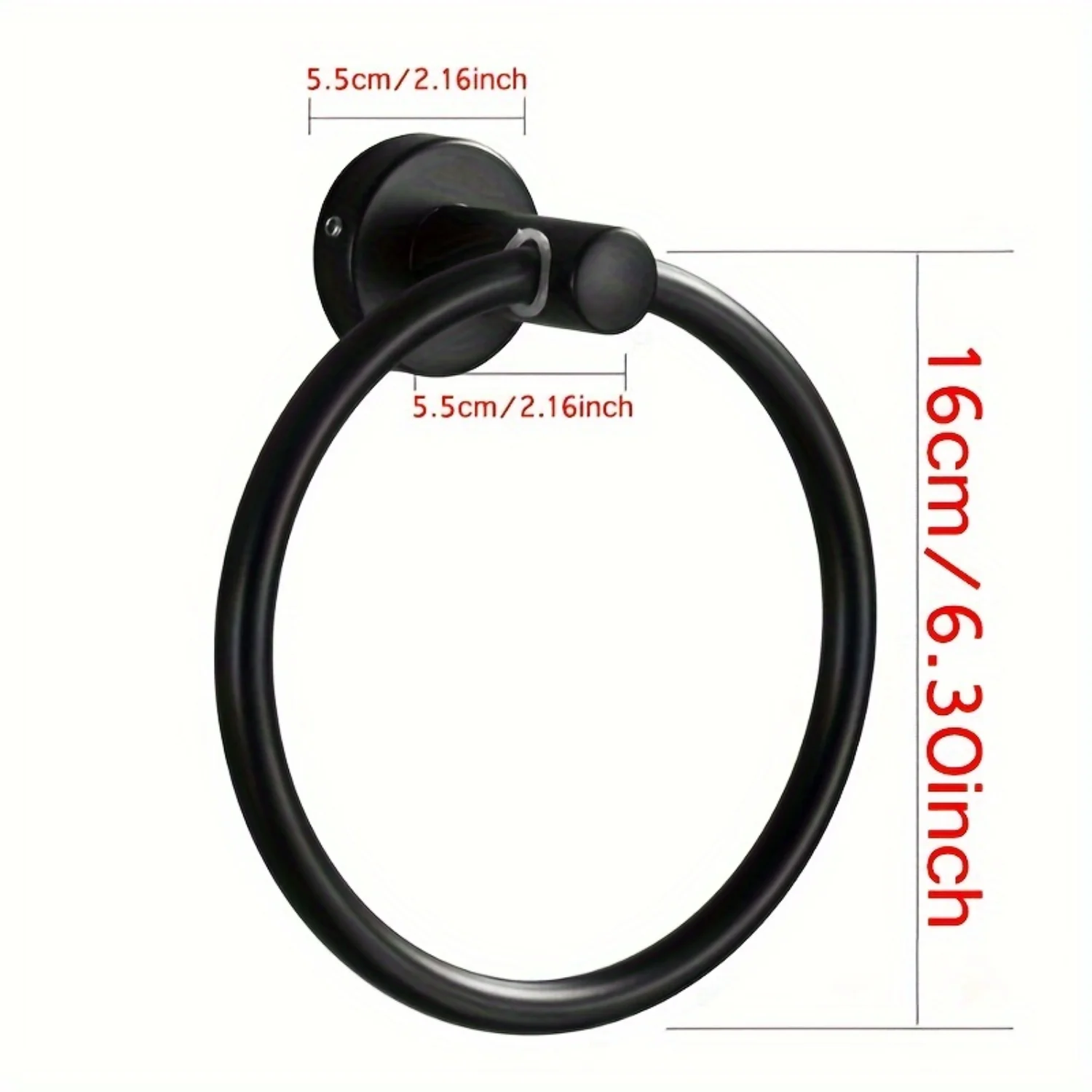 Matte Black Stainless Steel Towel Ring - Stylish Wall Mount Circular Towel Rack for Modern Bathrooms. Elevate Your Decor!