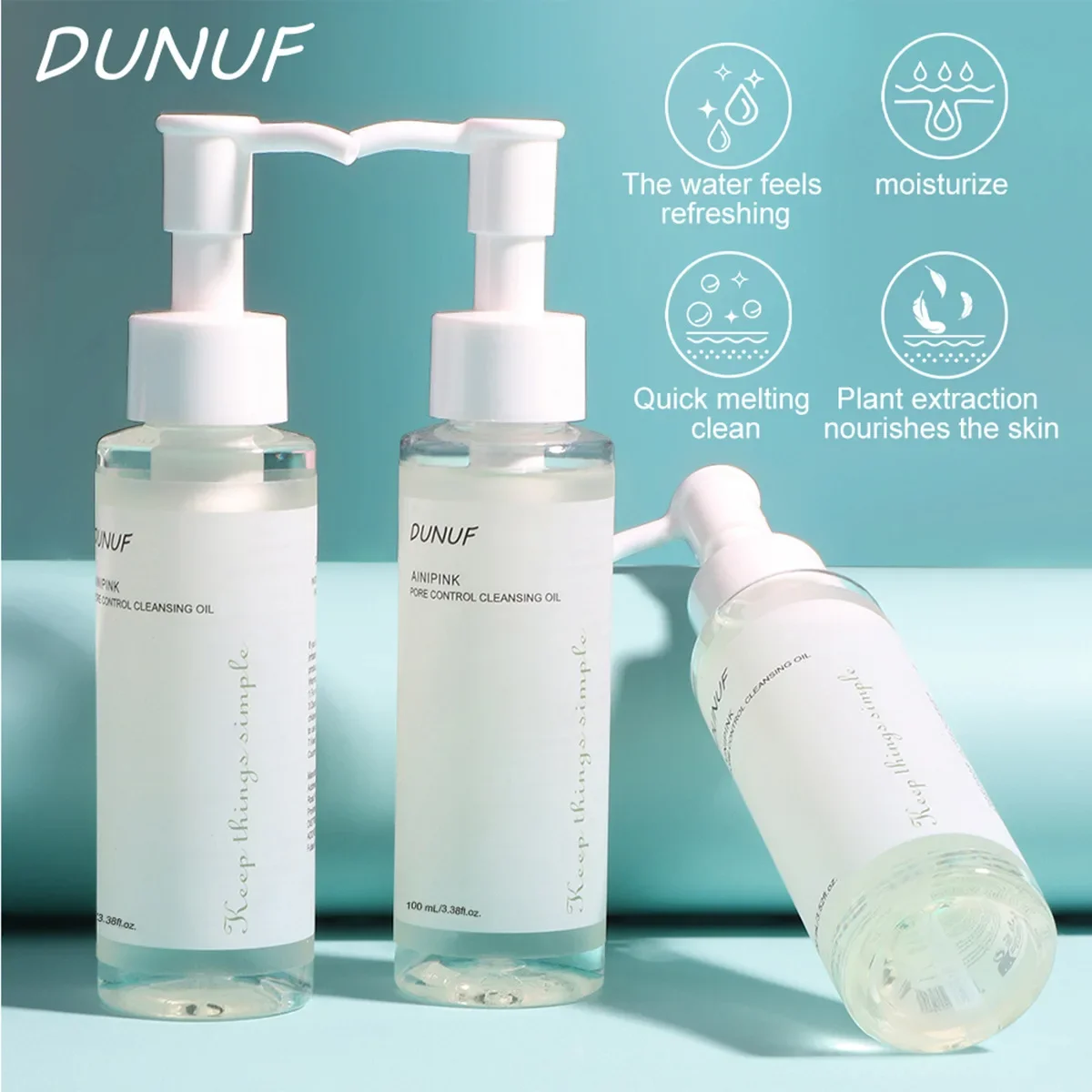 DUNUF 100ML Reinigungsöl Pflanzenextrakt Tiefenreinigung Gesichtsporen Feuchtigkeitsspendend Reduziert Mitesser Gesichtspflege Make-up-Entferner