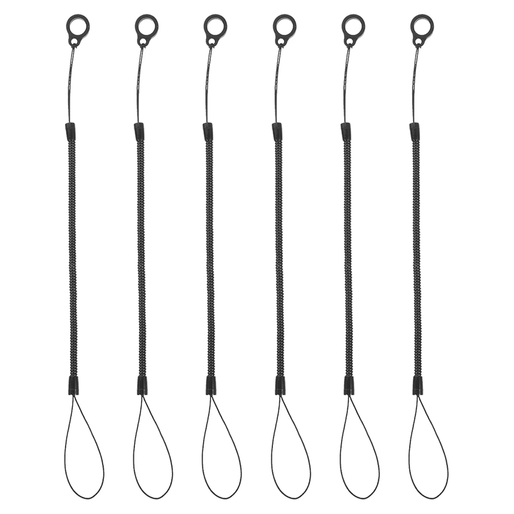 

6 Pcs Stylus Cord Anti-lost Spring Lure Plier Lanyard Black Plastic Loss Hanging Rope