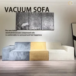 Fabric Vacuum Compressed Corduroy Sofa, Tofu Block Sofa Combination Full Sponge Shaped Straight Sofa, High Resilience Sponge