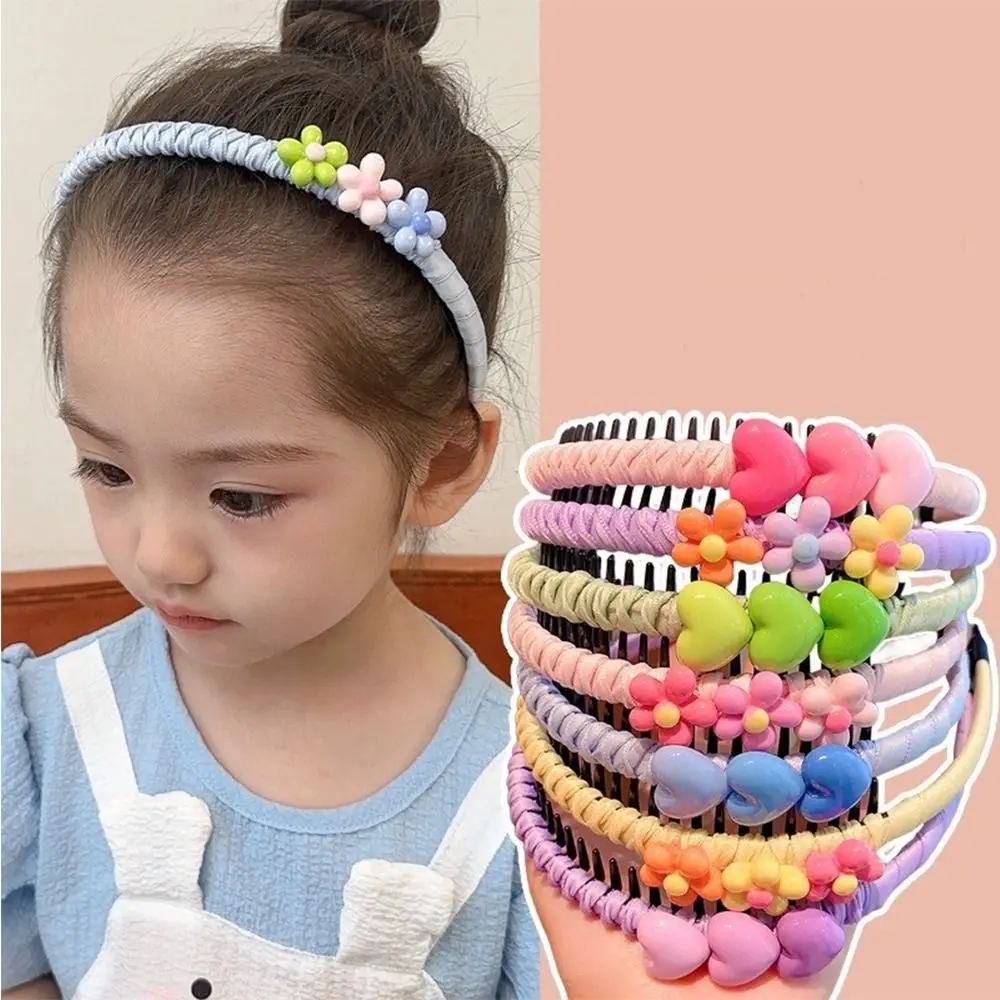 New Girl Headband Cute Love Heart Flower Toothed Hairbands Children Kids Lovely Hair Decorate Hair Hoops Fashion Hair Accessorie