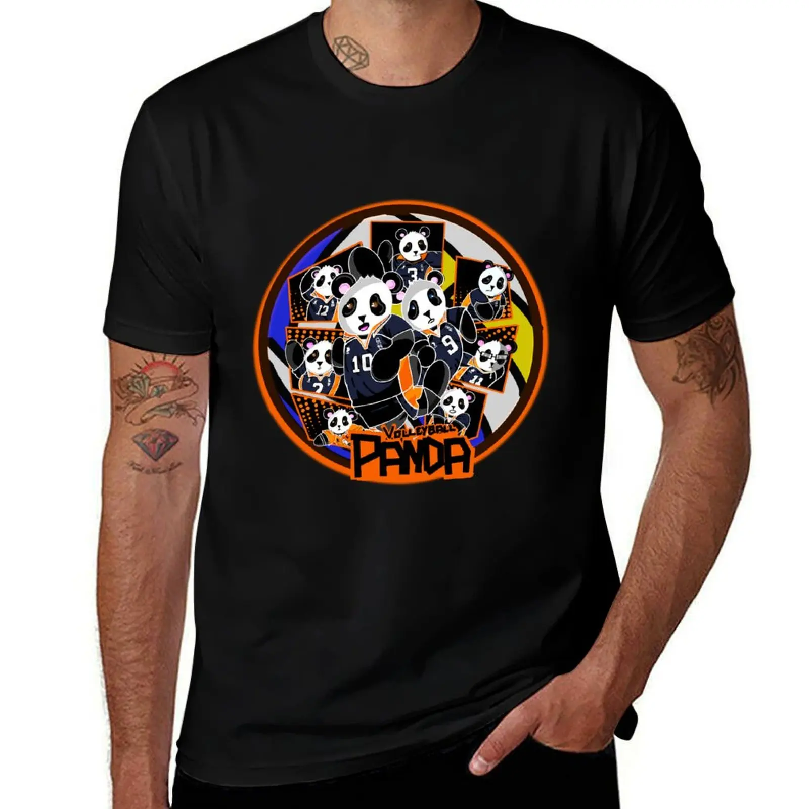 

Volleyball Panda T-Shirt cotton tshirt 100% man t shirt graphic T-Shirt