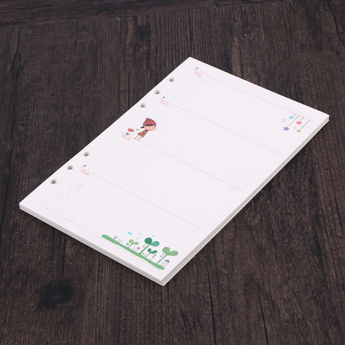 

1Pcs A5 Size 6 Hole Loose Leaf Paper Refills 90 Sheets Total Bright Design Smooth Surface for Writing Sketching Planner Notebook