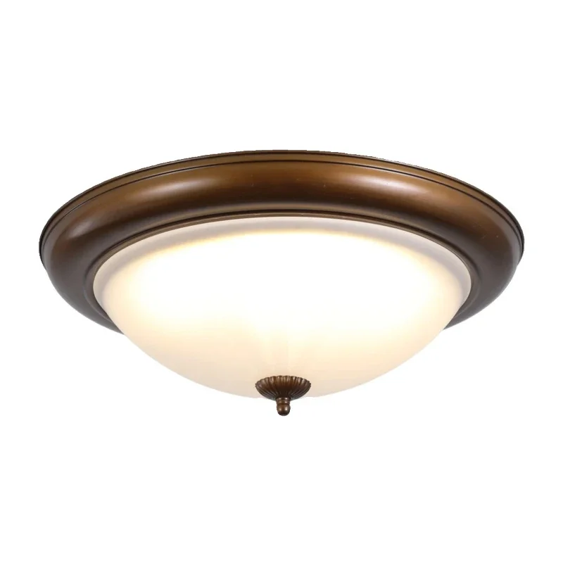 

Brown retro American LED bedroom light, round antique book room country French light fixture