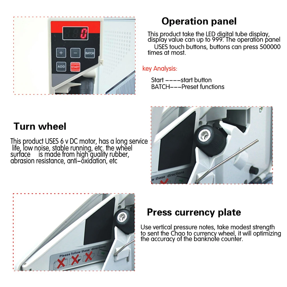 Imagem -04 - Mini Handy Money Counter Portable Cash Count Currency Counting Machine Suporte All Bill com Bolsa de Couro eu Plug