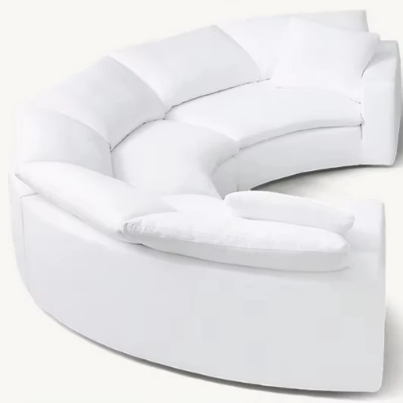 Living room furniture Round sofa Wooden frame Fabric decorative soft seat Interior modular sofa