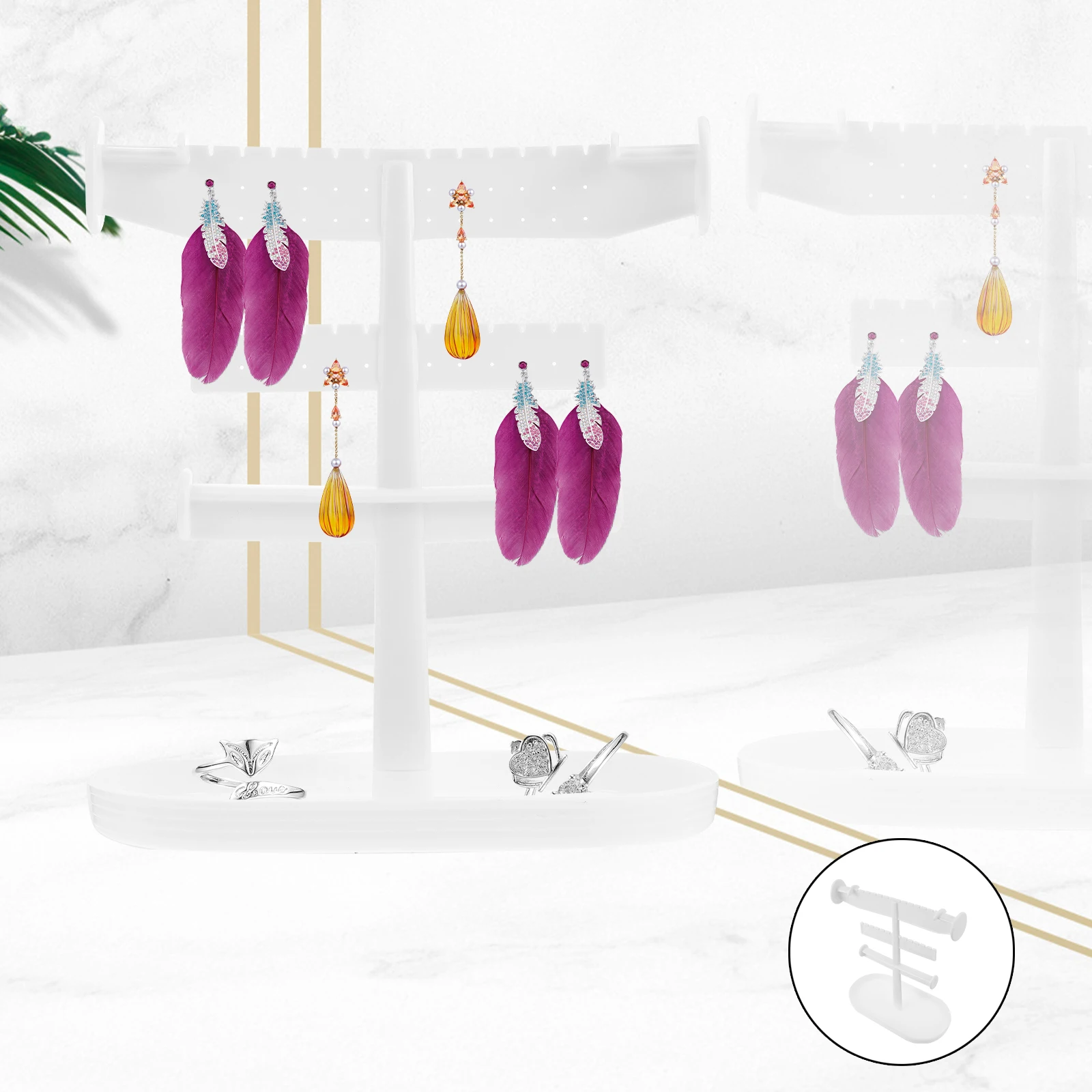 

1Pcs Jewelry Organizer Rack Three-Level Plastic Holder Stand for Earrings Necklaces Storage Storage Rack Jewelry Holder Stand