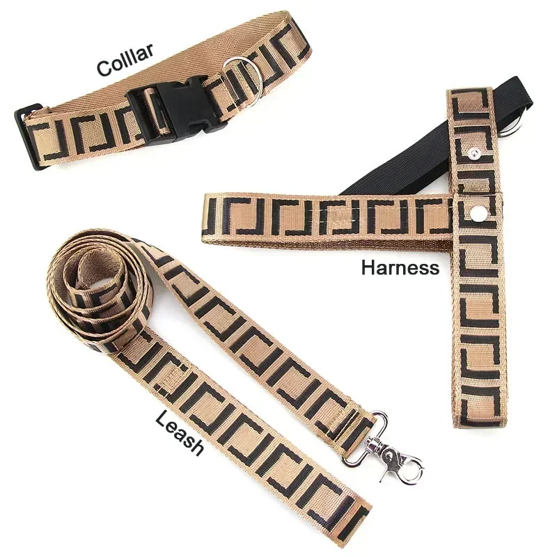 Trendy Pet Leashes Vest Style Chest Harnesses for Dogs Bulldogs Corgis Teddies Fashionable dog collar Classic Design Luxury