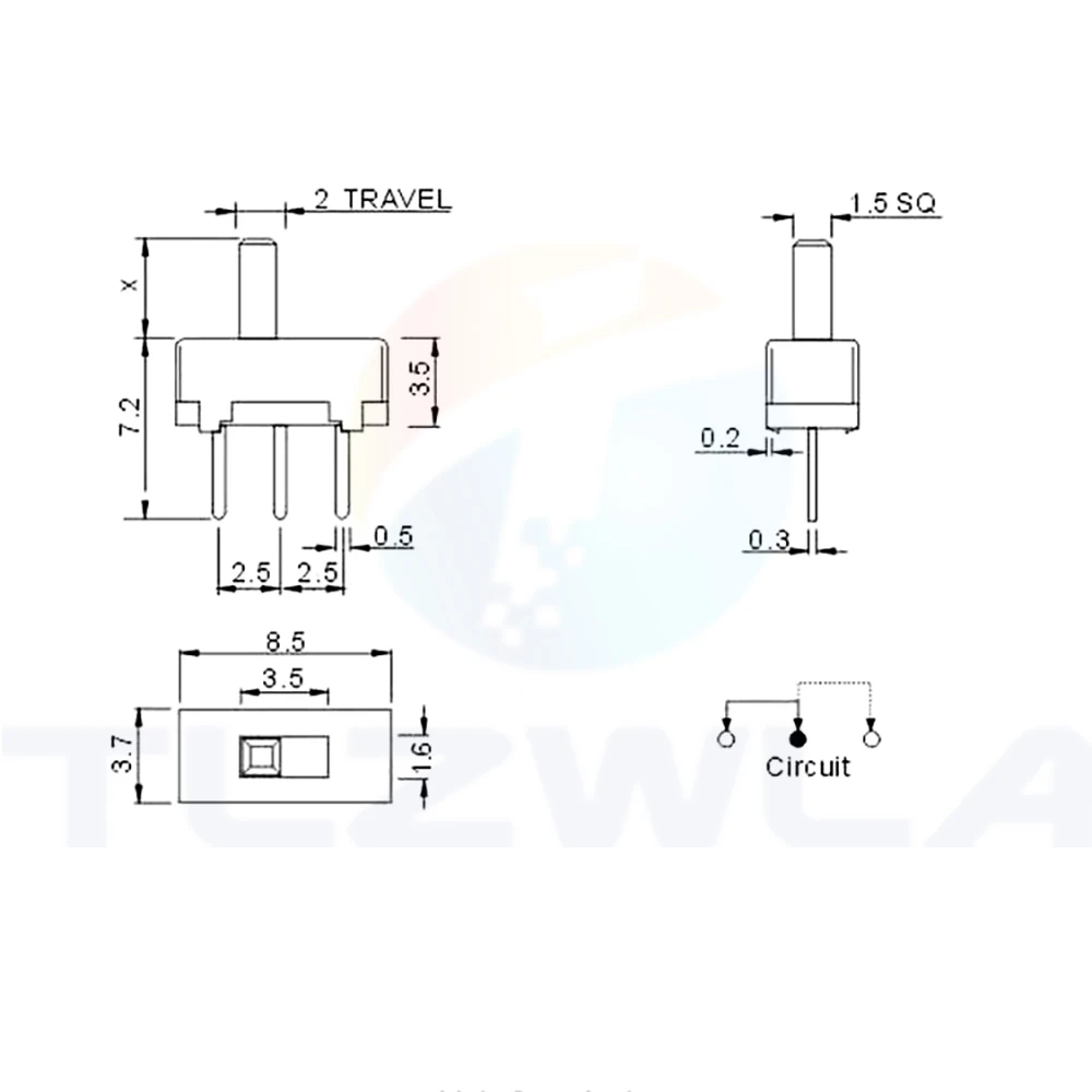 Mini interrupteur à glissière marche-arrêt SS12D00, 3 broches, 1P2T, 2 positions, interrupteur à bascule interdit, longueur de la poignée 3mm, 4mm,