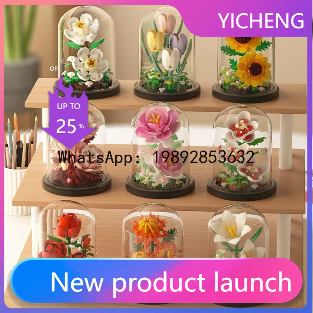 

LYY Flower Bouquet Bonsai Potted Plant Micro Building Blocks Model Home Decoration Puzzle Toys Birthday Christmas Gifts