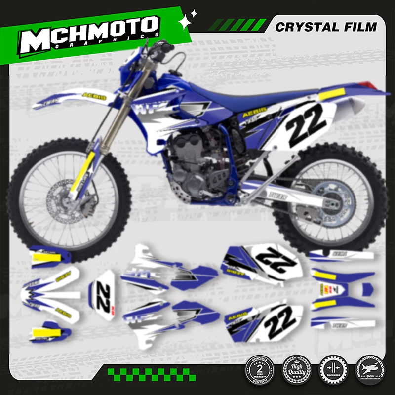 

MCHMFG мотоциклетные графические наклейки для YAMAHA WR250F WR450F 2003 2004 2005 2006 WRF 250 450 номер имя фон на заказ